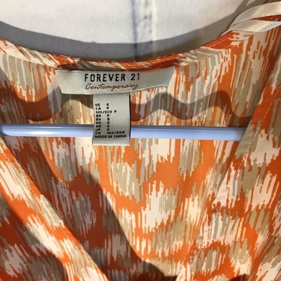 Forever 21 Dress Size Small S Orange Tie Front And Back Midi - Picture 4 of 6